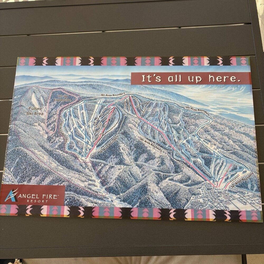 Vintage Angel Fire Ski Resort Trail Map 24x36 Watercolor Print by James Niehues